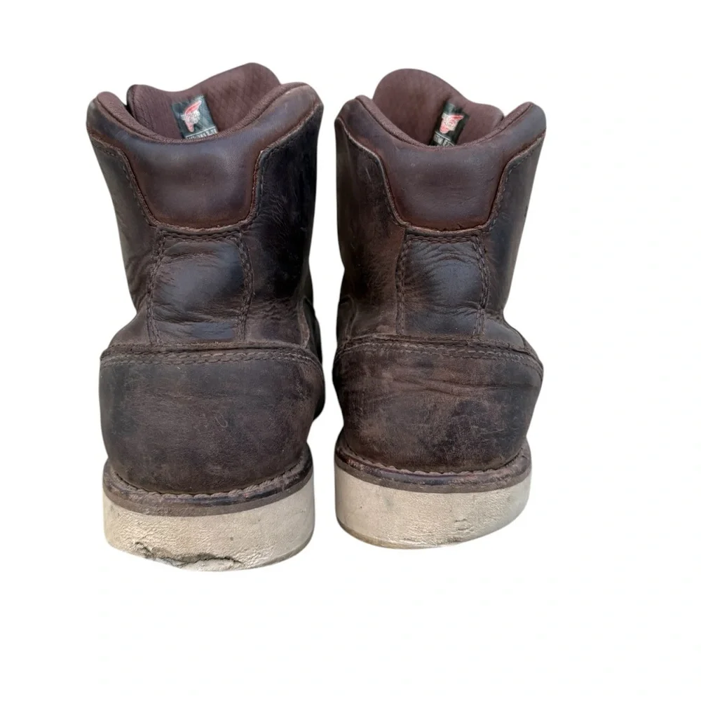 Red Wing Safety Toe Work Boots Men Sz 13 US Dark Brown Moc Toe Oiled Leather 6